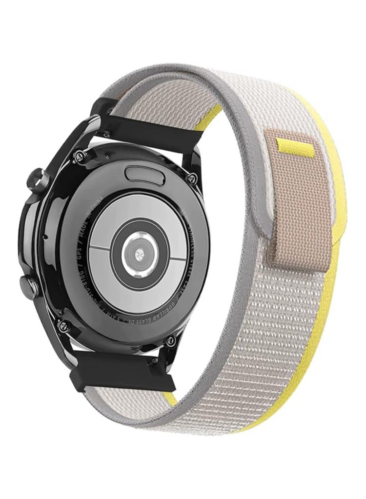 Band Nylon 20MM Band For Samsung Gear Sport/Watch 6/Watch 4 5 /Watch 5 Pro/S2 classic/active 2 40mm 44mm/Amazfit GTS 3/ GTS 4/GTS4 Mini/Bip 3 Pro/GTS2/Bip u (Off White/Yellow) - Image 1