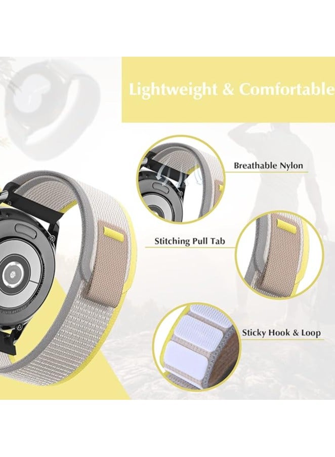 Band Nylon 20MM Band For Samsung Gear Sport/Watch 6/Watch 4 5 /Watch 5 Pro/S2 classic/active 2 40mm 44mm/Amazfit GTS 3/ GTS 4/GTS4 Mini/Bip 3 Pro/GTS2/Bip u (Off White/Yellow) - Image 3