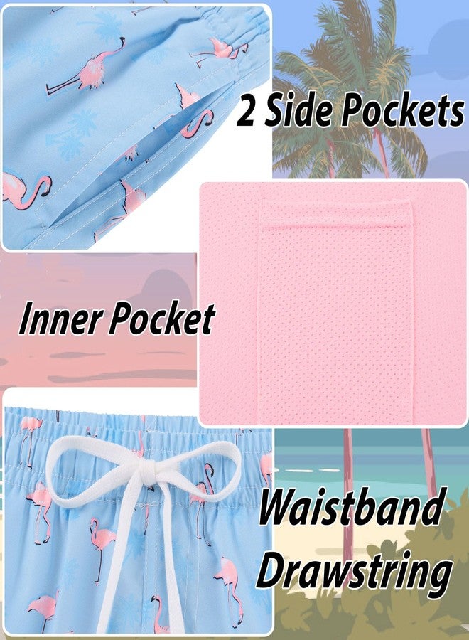swimsobo شورت سباحة للأولاد من swimsobo، مقاس 14-16، مزود ببطانة ضاغطة، بتصميم فلامنجو هاواي، مناسب للسباحة على الشاطئ، ملابس سباحة للأطفال - Image 3