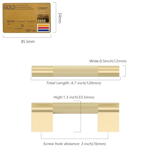 Coinkoly 10 Pack 376mm Brushed Gold Cabinet Handles Knurled Cabinet Pull Kitchen Gold Cabinet Pulls Drawer Hardware for Cabinets Cupboard - Image 3