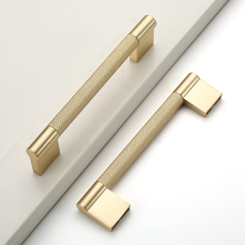 Coinkoly 10 Pack 376mm Brushed Gold Cabinet Handles Knurled Cabinet Pull Kitchen Gold Cabinet Pulls Drawer Hardware for Cabinets Cupboard - Image 2