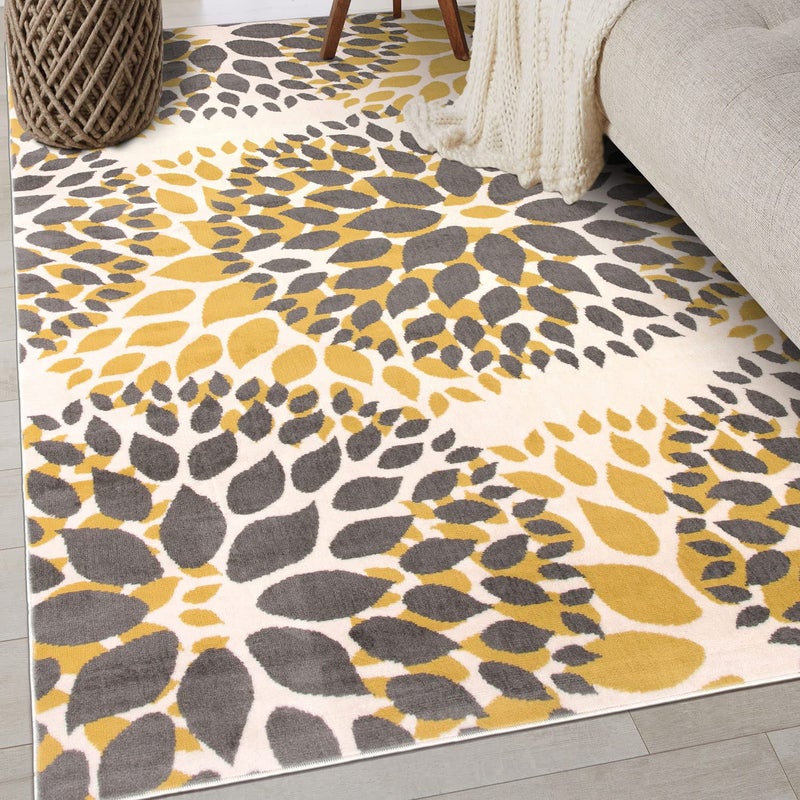 Rugshop Rugshop Modern Floral Circles Design for Living RoomBedroomHome OfficeKitchen Non Shedding Area Rug 31 x 5 Yellow