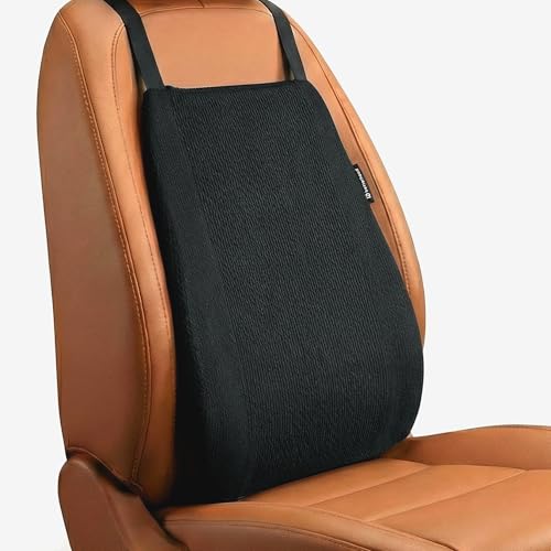 betterhood PosturePro Premium Backrest Car Pillow | Lumbar Support for Car | 100% Memory Foam, Cotton Cover Car Cushion | Orthopedic Ergonomic Car Seat Back Support | Extra Leg-Room Design (Black) - Image 1