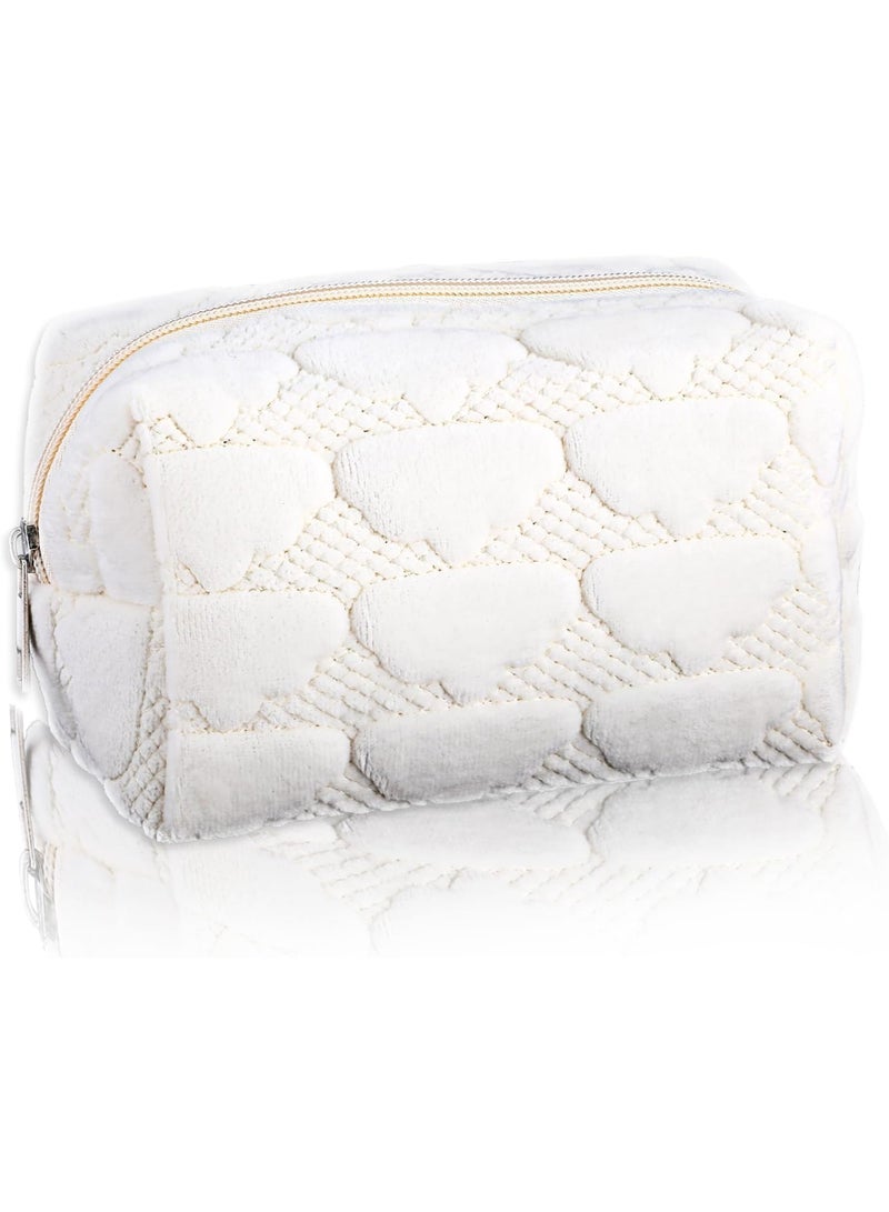 Zikra Travel Makeup Bag, Small Cosmetic Bag, Small Cosmetic Bag, Women's Storage Bag, Zip Close Bag, Simple Portable Toiletry Travel Bag for Women, White, SG2890 - Image 1