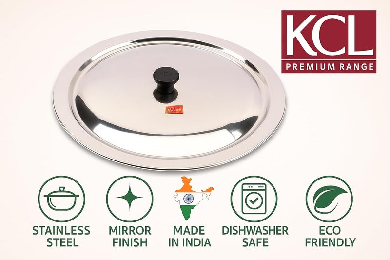 KCL Stainless Steel Ciba Tope Cover/Tope Cover/Handi Cover/Kadai Cover/Saucepan Cover with Nob - 1 Unit (Diameter- 34cm) - Image 2