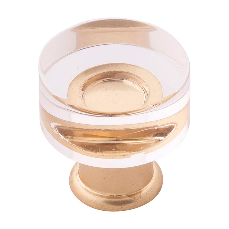 Hickory Hardware 1 Pack Solid Core Kitchen Cabinet Knobs Luxury Cabinet and Dresser Knobs Handle Pulls for Doors Drawers 1 Inch Crysacrylic with Brushed Golden Brass Midway Collection