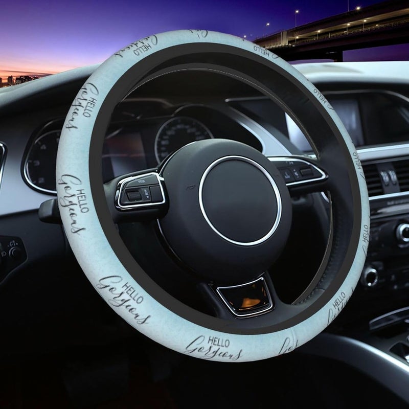 Car Steering Wheel Cover for Women Men, Non-Slip Breathable Steering Wheel, Hello Gorgeous Eyelashes Blue Glitter Steering Wheel Protector, Car Accessories - Image 1