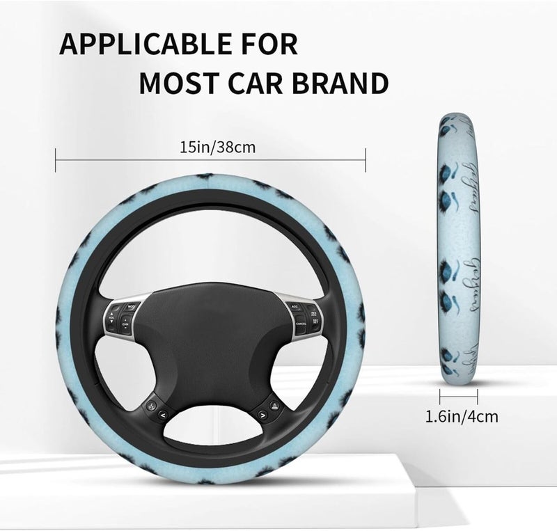 Car Steering Wheel Cover for Women Men, Non-Slip Breathable Steering Wheel, Hello Gorgeous Eyelashes Blue Glitter Steering Wheel Protector, Car Accessories - Image 4