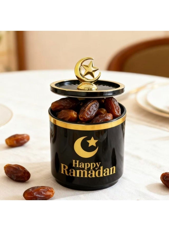 Moon Star Element  sugar bowl, black Plastic Storage Tank, dates bowl, Food Moisture-Proof Storage Tank, 8.5*12cm - Image 3
