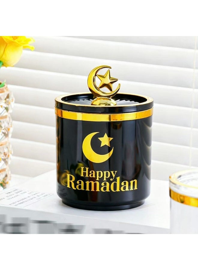 Moon Star Element  sugar bowl, black Plastic Storage Tank, dates bowl, Food Moisture-Proof Storage Tank, 8.5*12cm - Image 1
