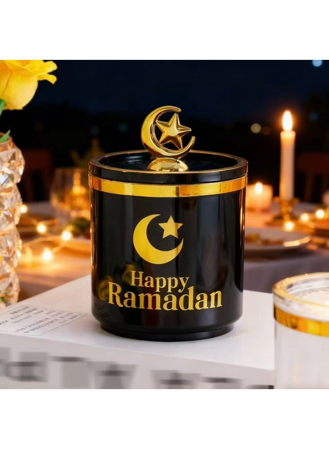 Moon Star Element  sugar bowl, black Plastic Storage Tank, dates bowl, Food Moisture-Proof Storage Tank, 8.5*12cm - Image 2