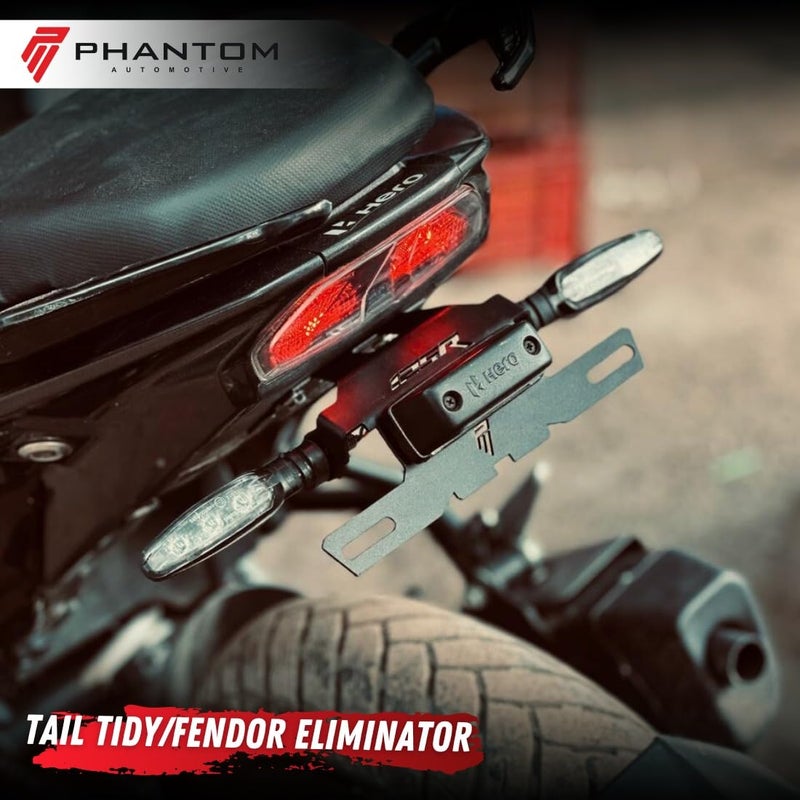 PHANTOM مجموعة فانتوم بريميوم لتعديل الذيل لـ Xtreme 125R | مجموعة إزالة الفندر الخلفي لمظهر رياضي نظيف | حامل لوحة أرقام معدني متين مع توافق LED | تركيب سهل لـ Hero Xtreme 125R V1.0 - Image 3