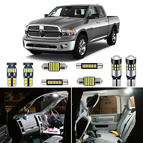 AUTOGINE 12 Piece White Interior LED Lights Kit for Dodge Ram 2009 2010 2011 2012 2013 2014 2015 2016 2017 2018 Super Bright 6000K Interior LED Light Bulbs Package + Install Tool - Image 1