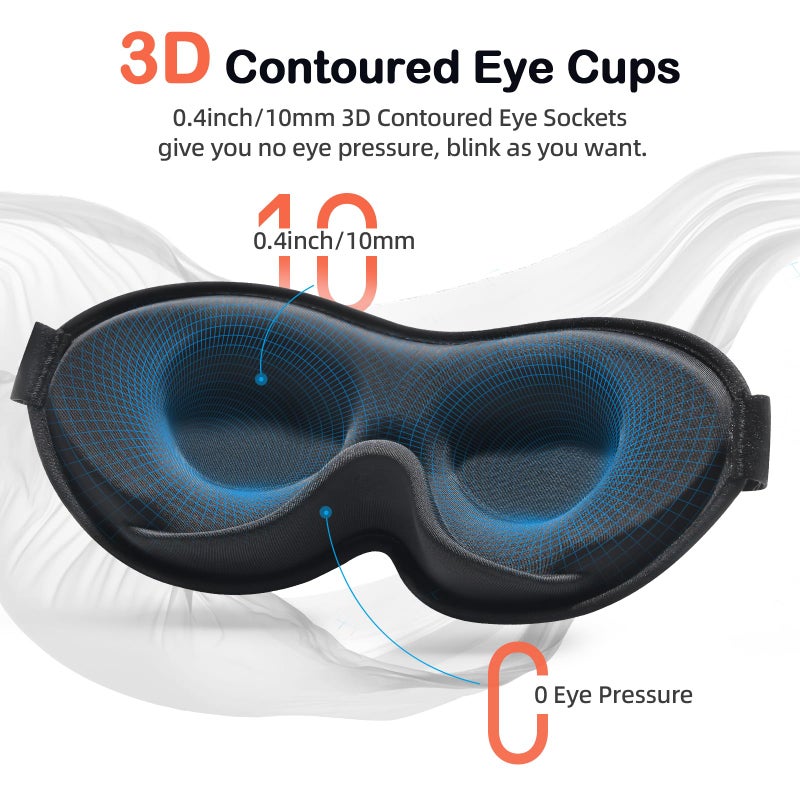 INNELO 3D Contoured Sleep Mask for Side Sleepers, 100% Light Blocking Sleeping Mask for Men & Women, Soft, No Pressure on Eyes, Airplane Blindfold for Travel, Night Eye Cover for Nap, Yoga, Grey - Image 4