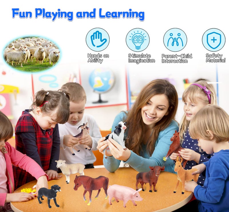KECIABO Animal Figurines, Big Animal Toys, 8 Pcs Farm Animals Figurines Toys, Realistic Plastic Animals Playset, Educational Learning Toy Set for Kids Toddlers - Image 2
