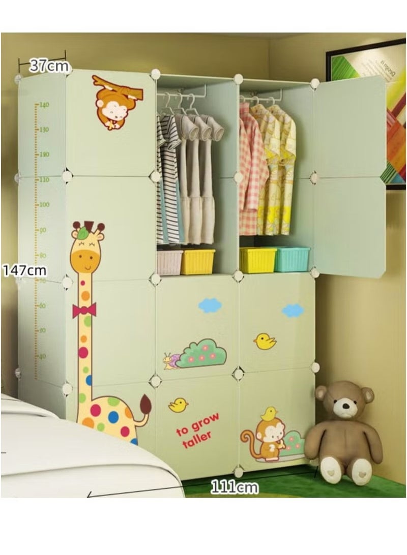 Beauenty 12-Cube Portable Kids Closet Children's Foldable Portable Wardrobe Collapsible Plastic Baby Clothes Large Storage Cabinet Bedroom Nursery Armoire Quick Install - Image 1