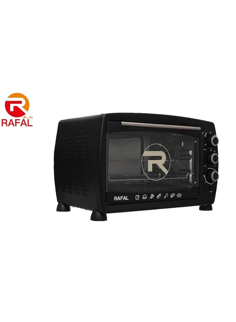 Rafal فرن بشواية /مروحة داخلية/تايمر/اضاءة داخلية/45 لتر/2000 واط (أسود)