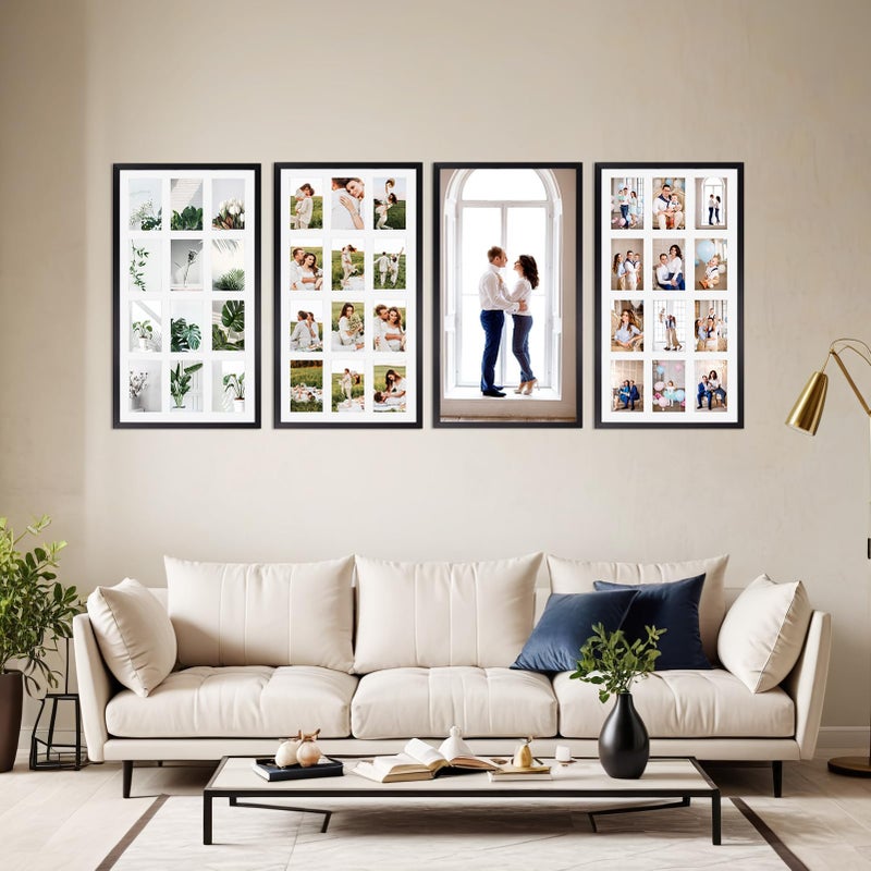 SPEPLA 12 Opening 4x6 Black Collage Picture Frames, Multiple Frames for Displaying 6x4 Photos with White Matï¼ˆ1 Packï¼‰ - Image 3