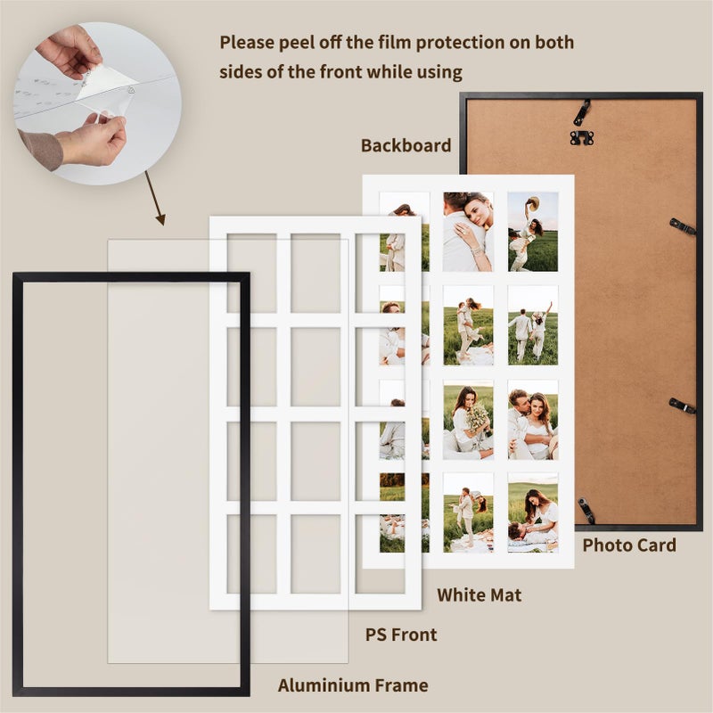 SPEPLA 12 Opening 4x6 Black Collage Picture Frames, Multiple Frames for Displaying 6x4 Photos with White Matï¼ˆ1 Packï¼‰ - Image 5