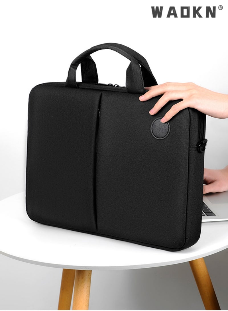 WAOKN 15.6 Inch Laptop Bag Lightweight PU Computer Bag Travel Business Briefcase Water Resistance Shoulder Messenger Bag Shoulder Bag with Strap for Men and Women Work Office - Image 3