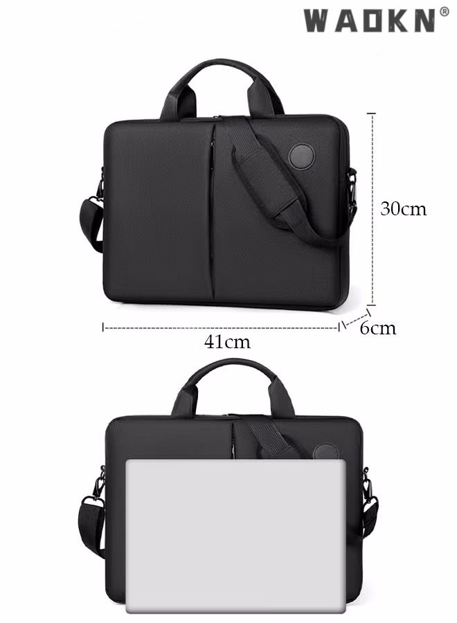 WAOKN 15.6 Inch Laptop Bag Lightweight PU Computer Bag Travel Business Briefcase Water Resistance Shoulder Messenger Bag Shoulder Bag with Strap for Men and Women Work Office - Image 2