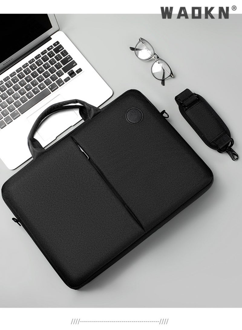 WAOKN 15.6 Inch Laptop Bag Lightweight PU Computer Bag Travel Business Briefcase Water Resistance Shoulder Messenger Bag Shoulder Bag with Strap for Men and Women Work Office - Image 4