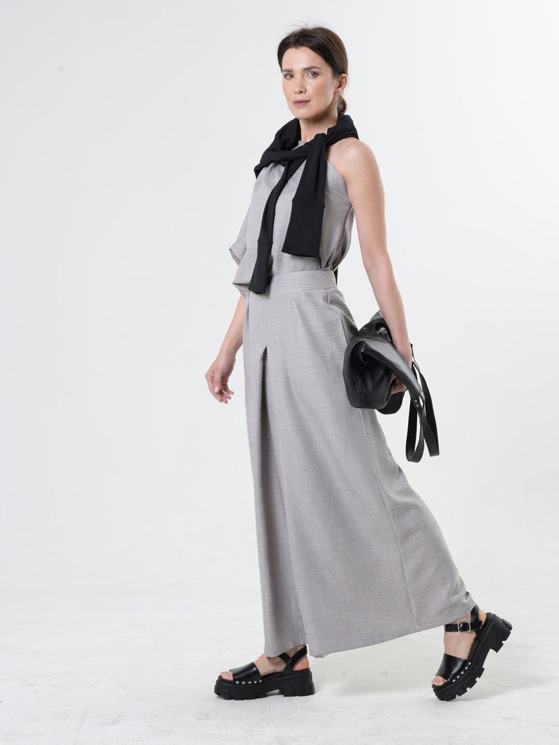 Metamorphoza Wide-Leg Pants With Front Pleats In Gray - Image 4