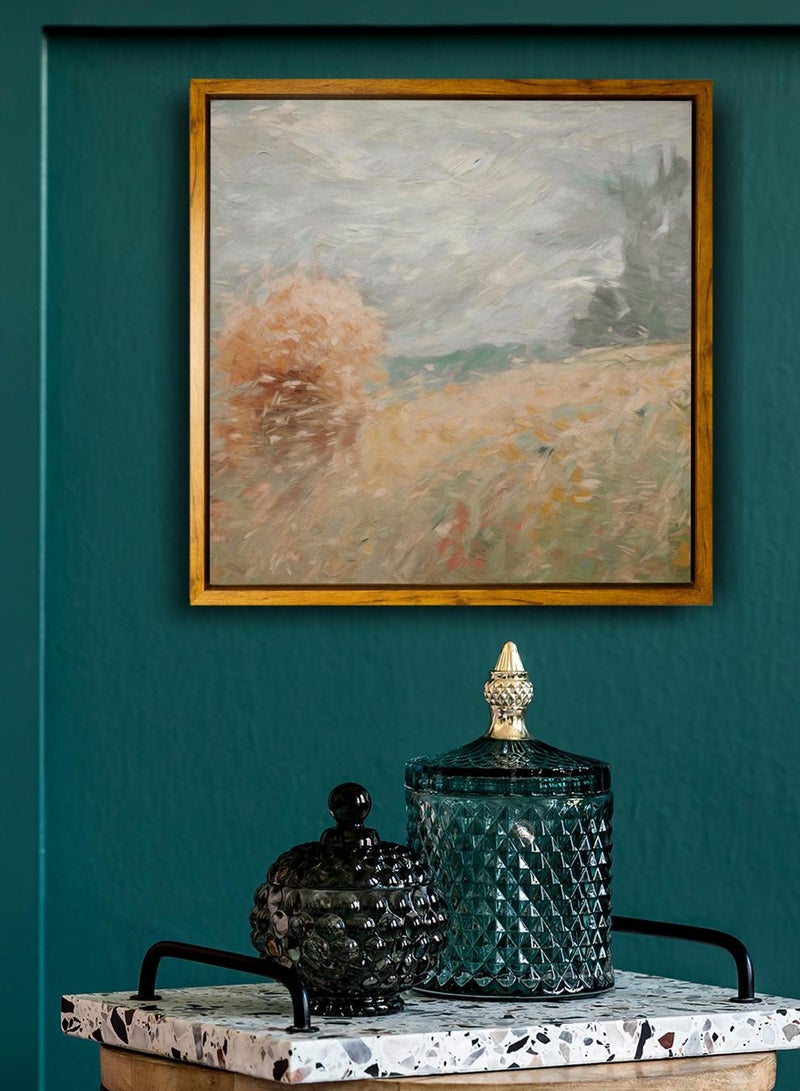 لوحة كانفاس على إطار خشبي بإطار خارجي باللون الخشبي وتصميم فن تجريدي كلاسيكي - Image 4