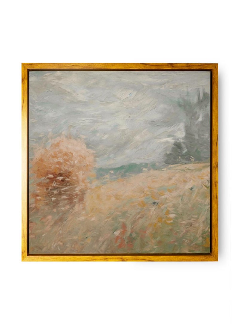 لوحة كانفاس على إطار خشبي بإطار خارجي باللون الخشبي وتصميم فن تجريدي كلاسيكي - Image 5