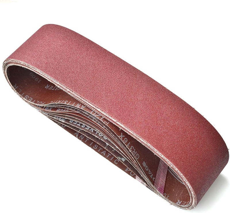 Aiyard 4 x 36-Inch Aluminum Oxide Sanding Belts, 40/80/120/240/400 Assorted Grits Abrasive Belts for Belt Sander, 10-Pack - Image 1