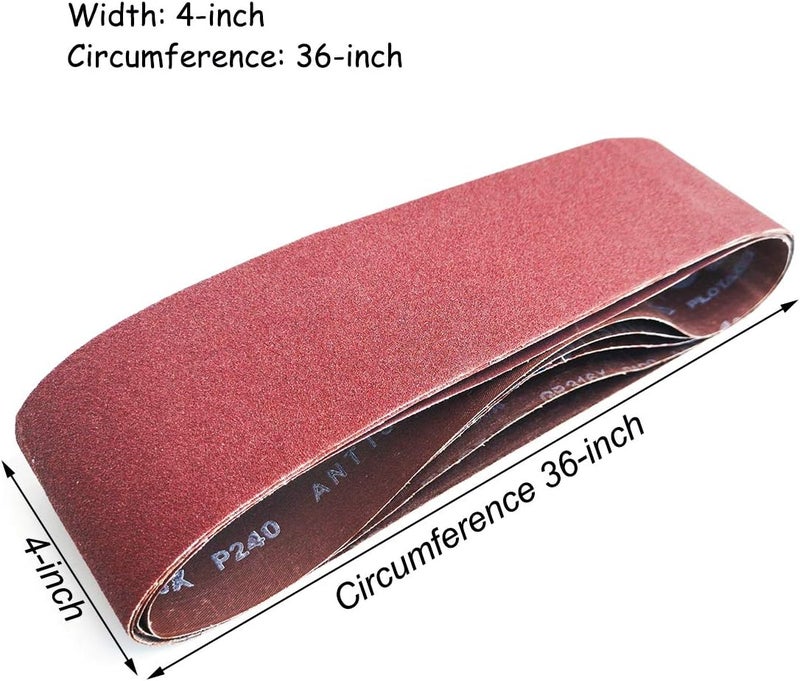 Aiyard 4 x 36-Inch Aluminum Oxide Sanding Belts, 40/80/120/240/400 Assorted Grits Abrasive Belts for Belt Sander, 10-Pack - Image 3