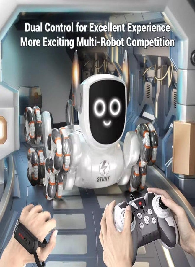 Exomoon 8WD Gesture Control RC Stunt Car for Kids - 2.4GHz Hand Sensor Remote Control Robot Toy with 360° Rotation,LED Lights,Dynamic Music - Rechargeable 8-Wheel Drive Hand Control Car for Boy & Girl - Image 5