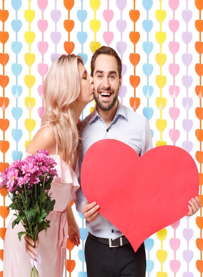 RoundFunny 2 Pack Colorful Heart Fringe Curtain 3.3 x 6.6 ft Tinsel Foil Curtain Hanging Streamers for Wedding Birthday Photo Props Backdrop Decorations Supplies - Image 4