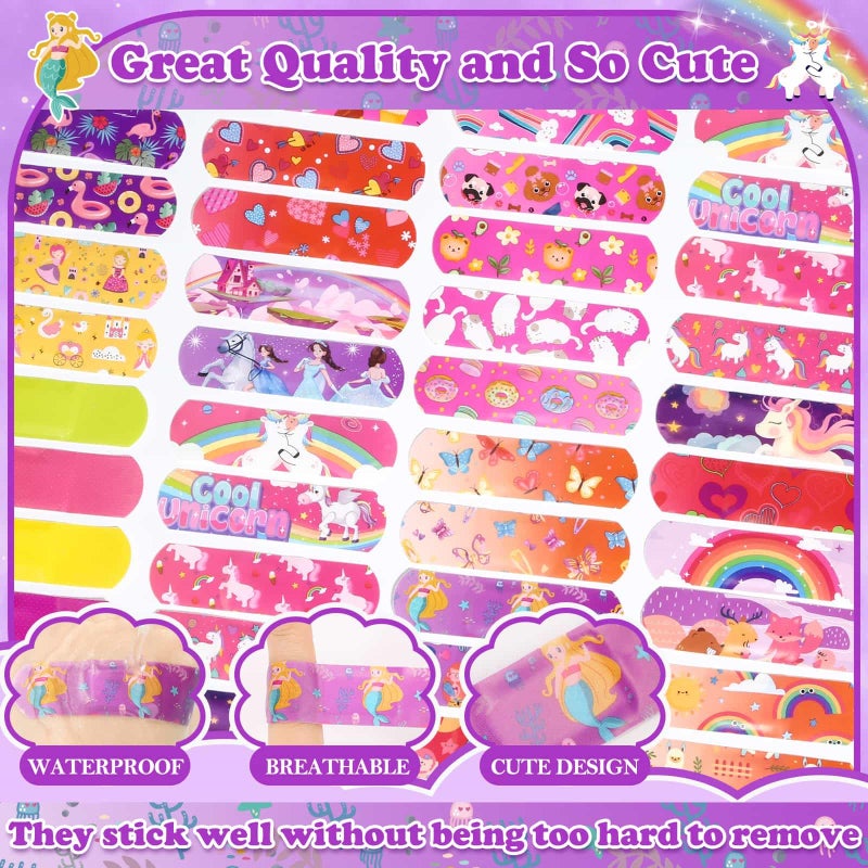 Flasoo 36 Styles Kids Cartoon Bandages 300 Pcs Girls Bandage Mermaid Bandages Variety Pack Fun Bandages Waterproof Protect Scrapes and Cuts for Girls Boys Children Toddlers - Image 4