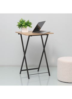 DANUBE HOME Mineo Foldable Side Table Multifunctional Living Room Table Side Table Modern Design Furniture For HomeL 48x36x66 cm Oak/ Black  - Image 2