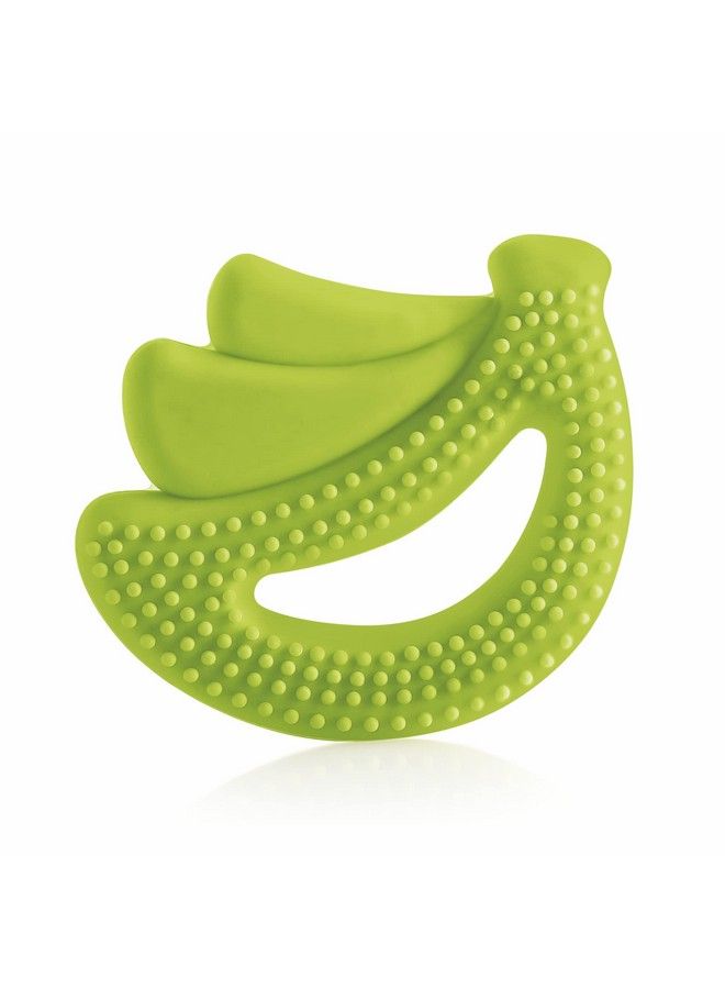 Beebaby Banana Fruit Shape Soft Silicone Teether For 3 6 Months With Carrying Case Bpa Free Teething Toy For Babies With Textured Surface For Soothing Gums. 100% Food Grade (Banana Green) - Image 1