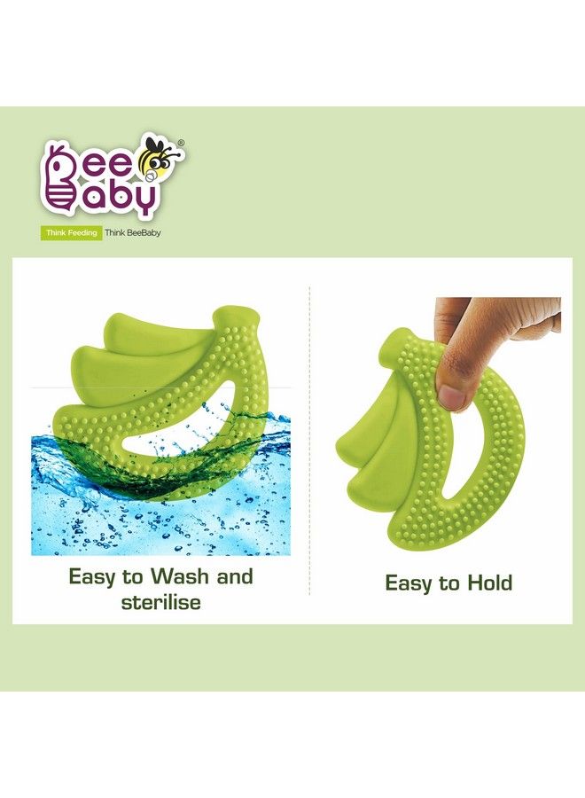 Beebaby Banana Fruit Shape Soft Silicone Teether For 3 6 Months With Carrying Case Bpa Free Teething Toy For Babies With Textured Surface For Soothing Gums. 100% Food Grade (Banana Green) - Image 5
