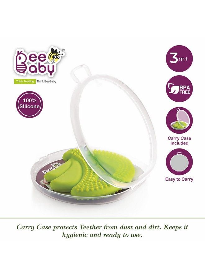Beebaby Banana Fruit Shape Soft Silicone Teether For 3 6 Months With Carrying Case Bpa Free Teething Toy For Babies With Textured Surface For Soothing Gums. 100% Food Grade (Banana Green) - Image 3