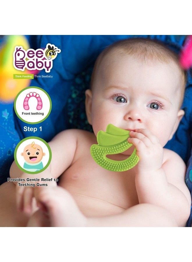 Beebaby Banana Fruit Shape Soft Silicone Teether For 3 6 Months With Carrying Case Bpa Free Teething Toy For Babies With Textured Surface For Soothing Gums. 100% Food Grade (Banana Green) - Image 4