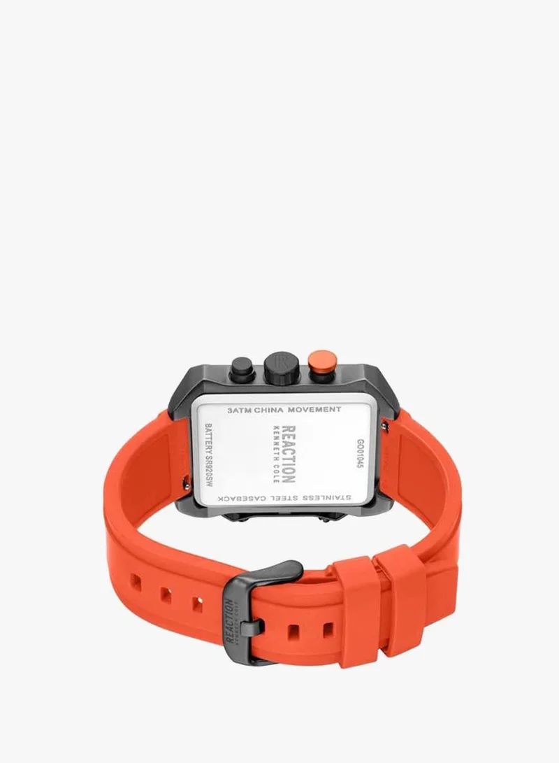 Kenneth Cole Reaction orange Black Dial Orange Silicone Strap Chronograph Watch for Men, 52.5mm for Men | Best Price UAE