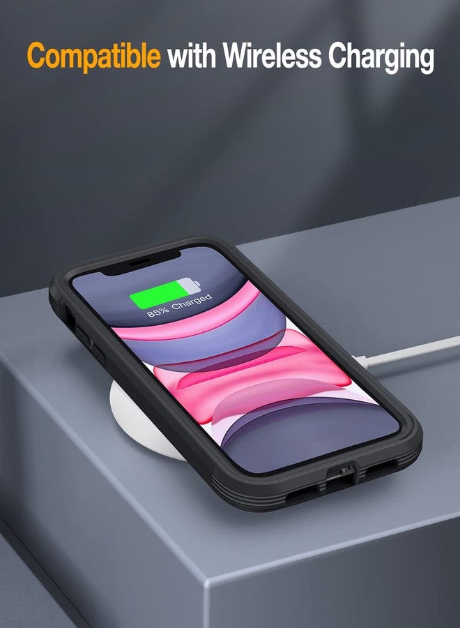 Miracase Glass Series Design for iPhone 11 Case 6.1 Inch 【2023 New】 Full Body Case with Built-in 9H Tempered Glass Screen Protector, Shockproof Bumper Case for iPhone 11 Cover (Black) - Image 4