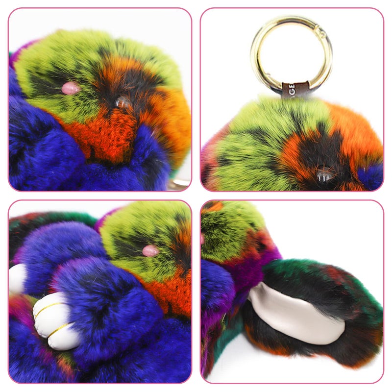 CHUANGLI Keychain Fluffy Faux Fur Keychain Handbag Pom Pom Keyring Pendant for Women Girls - Image 3