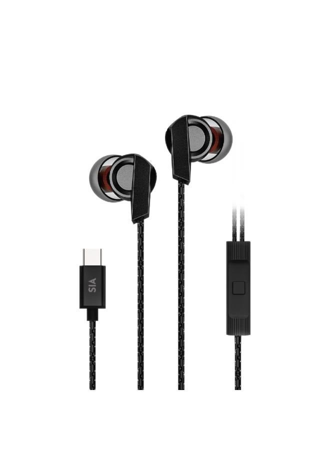 sia BRAIDED WIRED TYPE-C EARBUDS WITH 2 MIC AND VOLUME CONTROL 1.2M - Image 1