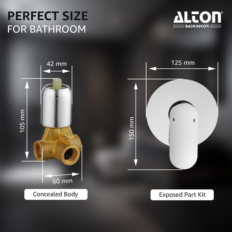 ALTON AXN9452 Brass Single Lever Concealed Shower System with 2 Inlets and 1 Outlet Bathroom Shower Taps Silver - Image 2