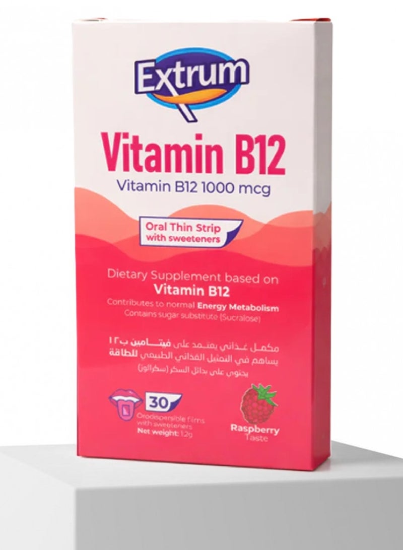 Saco Extrum Vitamin B12 1000 mcg 30 Strip Raspberry Taste - Image 1
