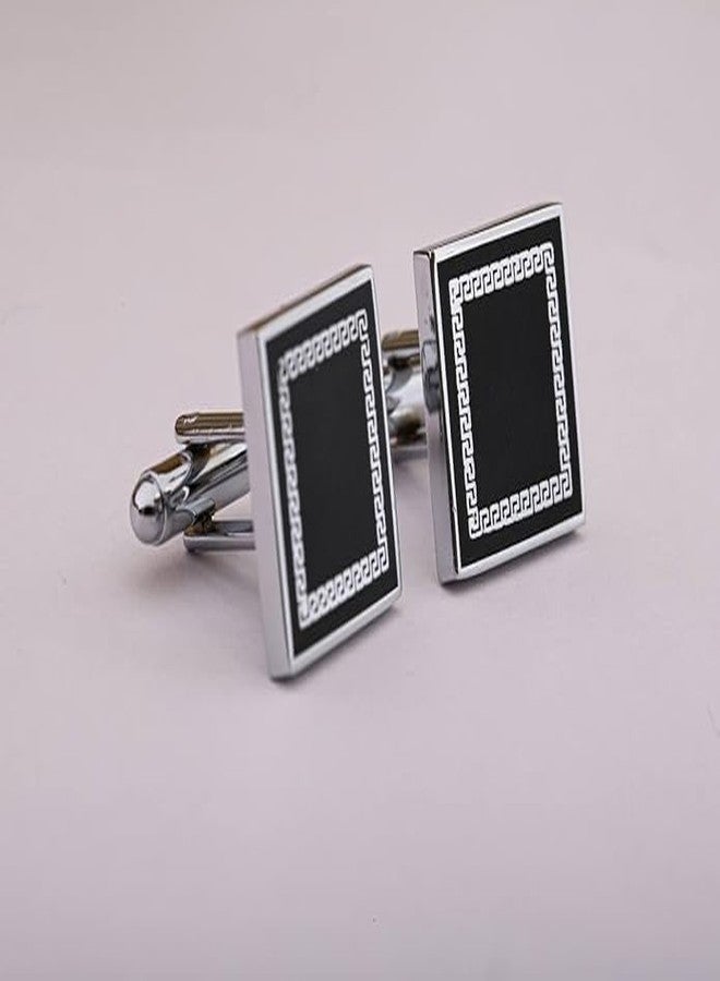 SELOME Premium Men’s Cufflinks Set for Shirts Formal, Wedding & Office Wear Luxury Metal Cufflinks in Multiple Shapes & Pack Sizes Stylish Gift Accessory for Suits & Tuxedos (Classic Black Square, Set of 1 Pair) - Image 2