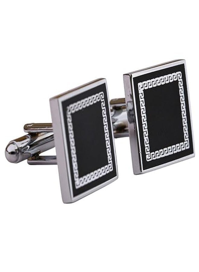 SELOME Premium Men’s Cufflinks Set for Shirts Formal, Wedding & Office Wear Luxury Metal Cufflinks in Multiple Shapes & Pack Sizes Stylish Gift Accessory for Suits & Tuxedos (Classic Black Square, Set of 1 Pair) - Image 1