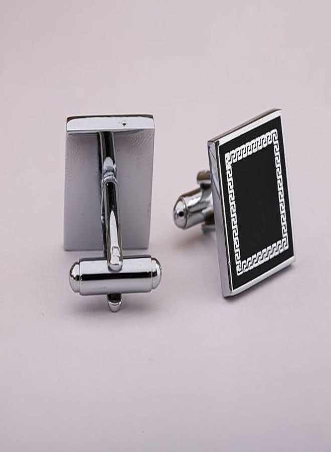 SELOME Premium Men’s Cufflinks Set for Shirts Formal, Wedding & Office Wear Luxury Metal Cufflinks in Multiple Shapes & Pack Sizes Stylish Gift Accessory for Suits & Tuxedos (Classic Black Square, Set of 1 Pair) - Image 4