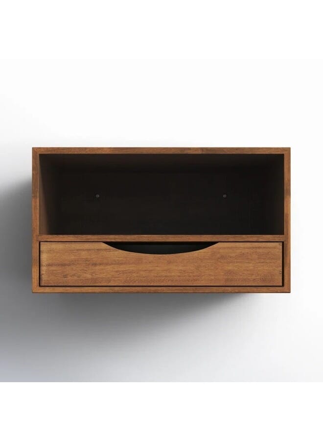 Home Gallery Natural Wood Floating Shelf With Drawer 48.5x30x30 cm - Image 5