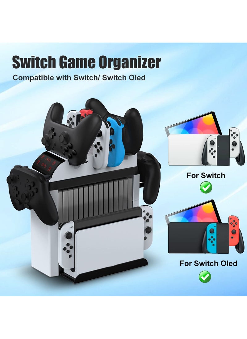 SYOSI - Switch Controller Charger for Nintendo Switch/Switch OLED Model, Switch Charging Dock with Upgraded 12 Game Storage for Nintendo Switch Joycon, Joy-Con Charger for Nintendo Switch OLED Model - Image 1